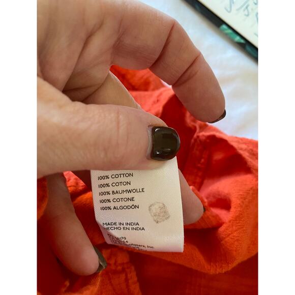 PILCRO Anthropologie Orange Top/Blouse Oversize XS 100% Cotton Boho - Picture 6 of 6